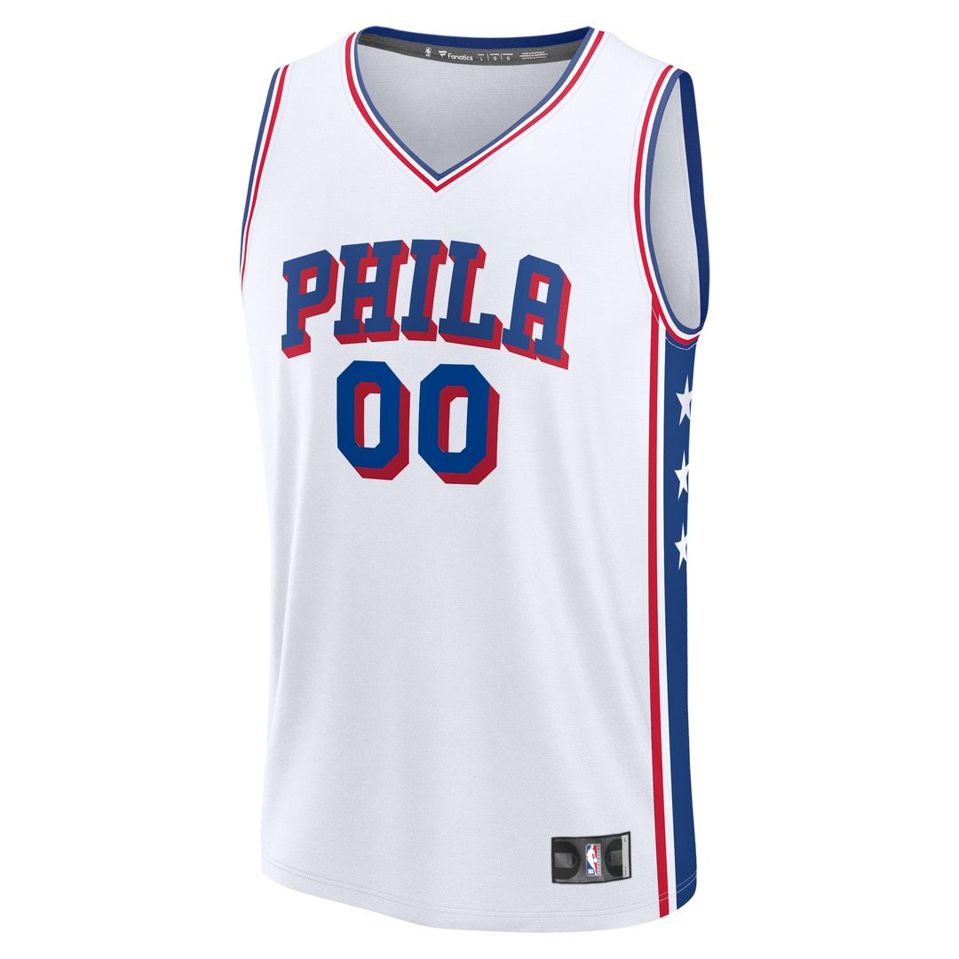 Philadelphia 76ers Fanatics Fast Break Custom Jersey - Association Edition - White Official NBA Team Apparel Basketball Fan Gear