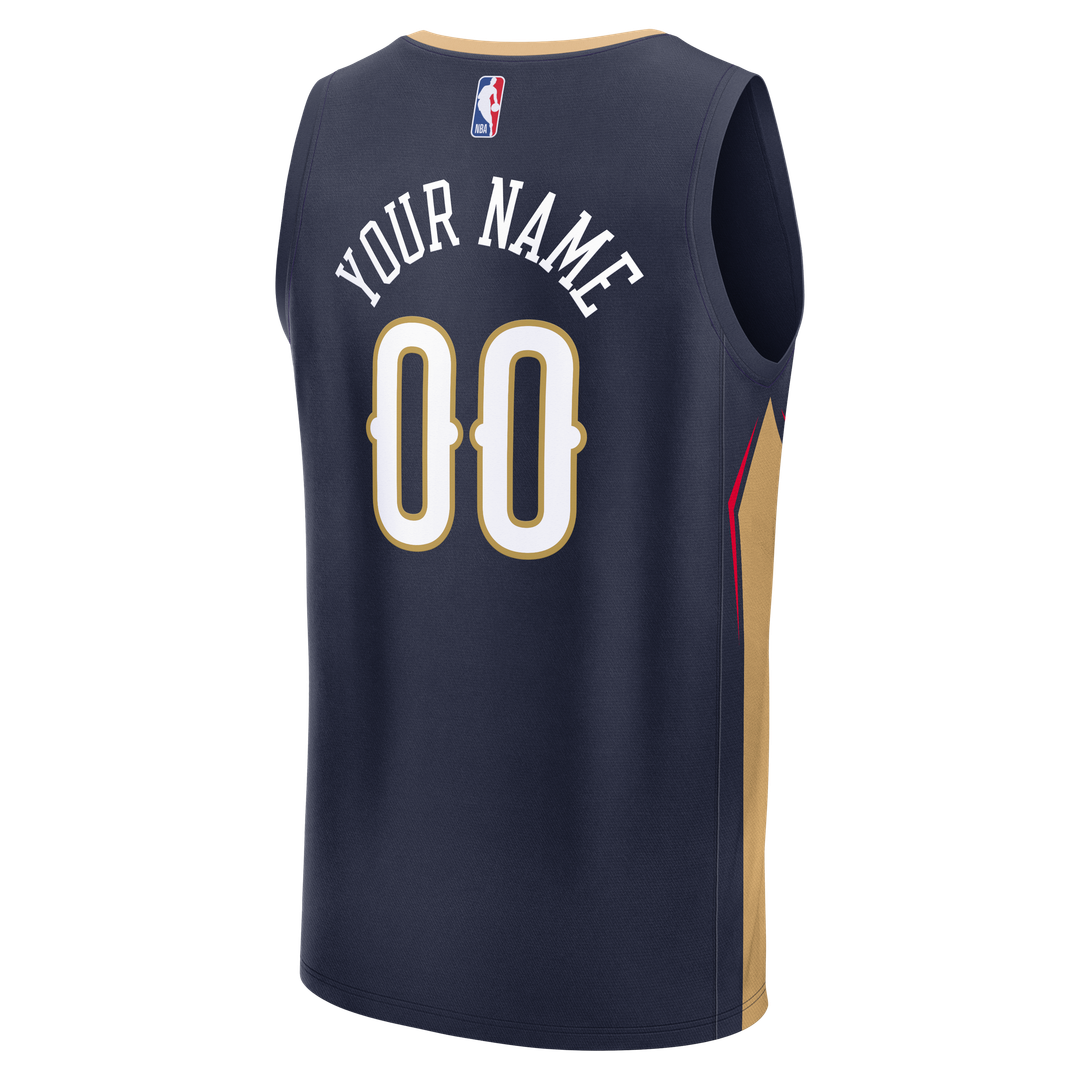 New Orleans Pelicans Fanatics Fast Break Custom Jersey - Icon Edition - Navy Official NBA Team Apparel Basketball Fan Gear