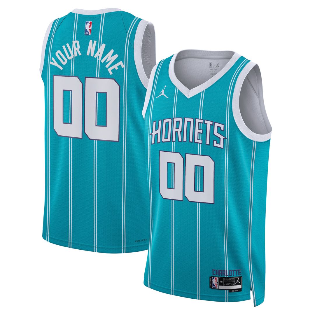 Charlotte Hornets Jordan Brand Unisex Swingman Custom Jersey Teal - Icon Edition Official NBA Team Apparel Basketball Fan Gear