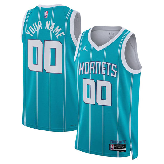 Charlotte Hornets Jordan Brand Unisex Swingman Custom Jersey Teal - Icon Edition Official NBA Team Apparel Basketball Fan Gear