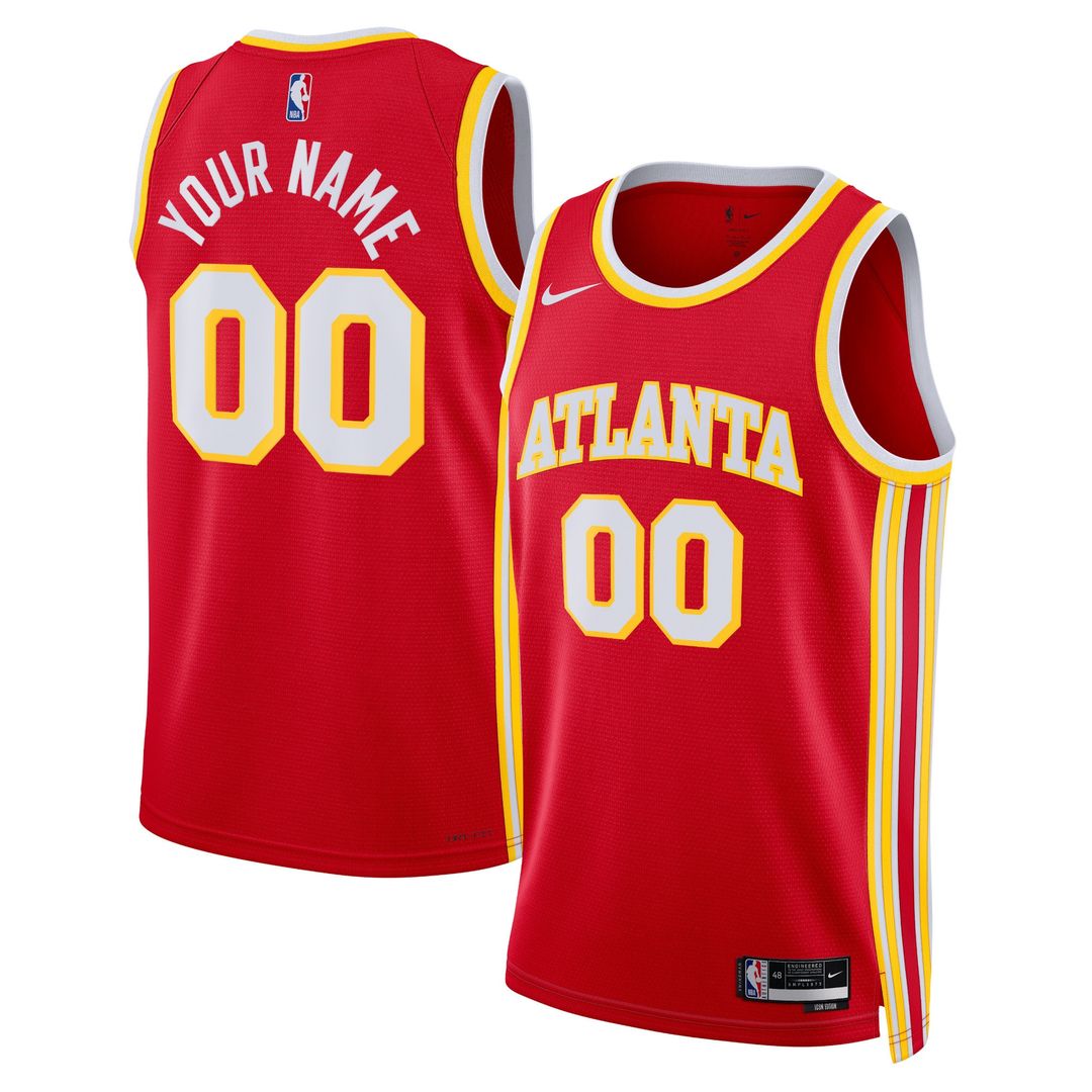 Atlanta Hawks Nike Unisex Swingman Custom Jersey Red - Icon Edition Official NBA Team Apparel Basketball Fan Gear