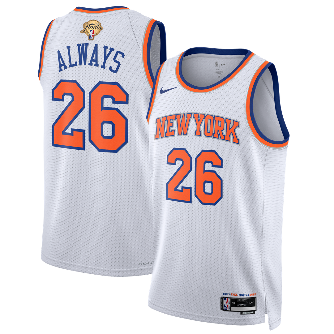 New York Knicks Nike Unisex 2026 NBA Finals Champions Always 26 Swingman Jersey - White - Association Edition Official NBA Team Apparel Basketball Fan