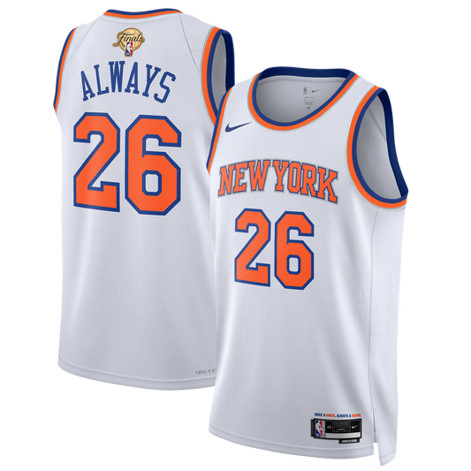 New York Knicks Nike Unisex 2026 NBA Finals Champions Always 26 Swingman Jersey - White - Association Edition Official NBA Team Apparel Basketball Fan