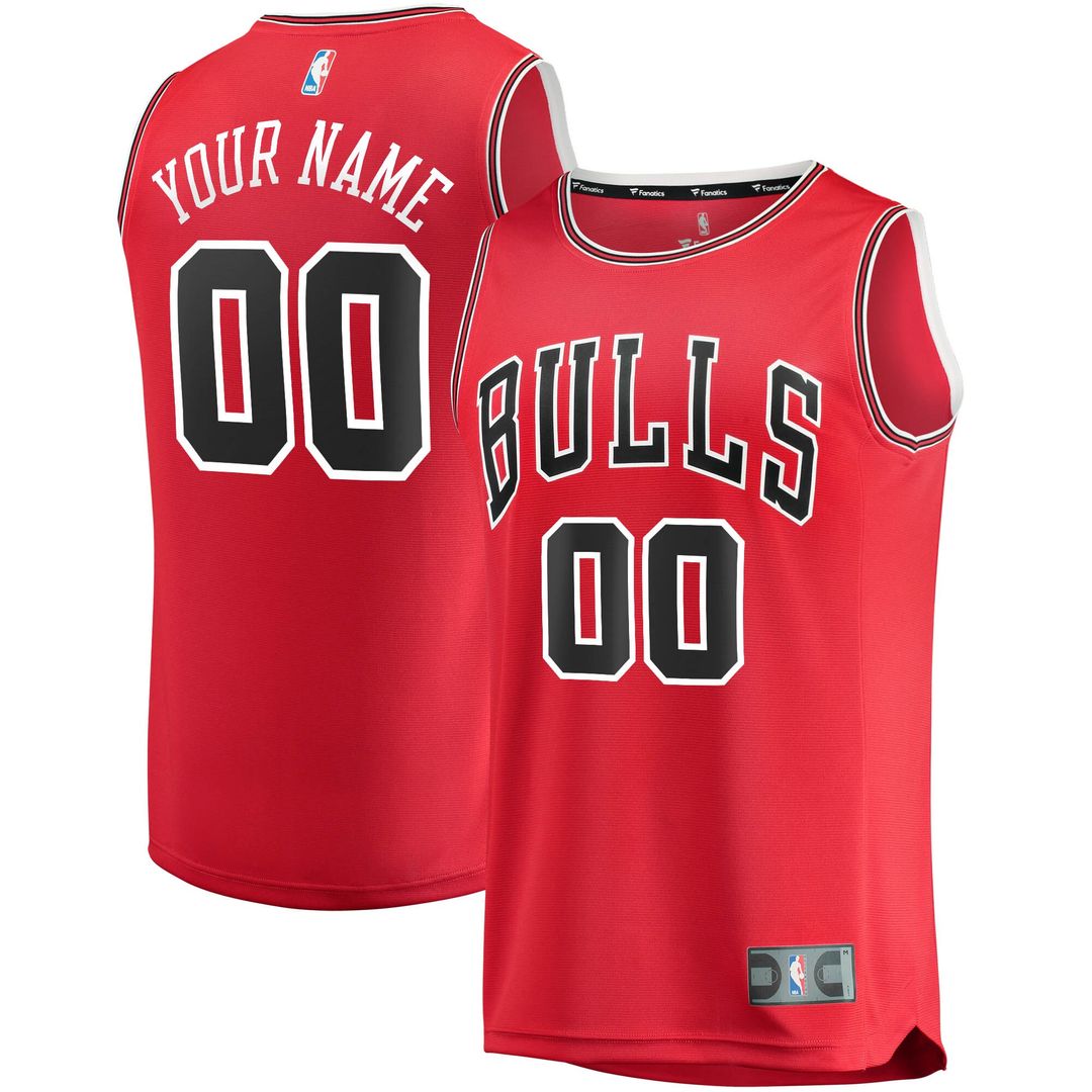 Chicago Bulls Fanatics Youth Fast Break Custom Replica Jersey Red - Icon Edition Official NBA Team Apparel Basketball Fan Gear