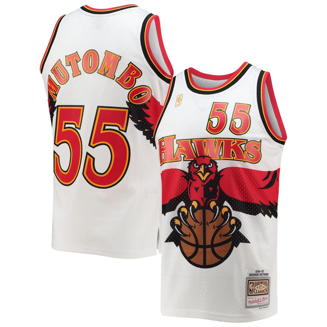Dikembe Mutombo Atlanta Hawks Mitchell & Ness 1996/97 Hardwood Classics Swingman Jersey - White Official NBA Team Apparel Basketball Fan Gear