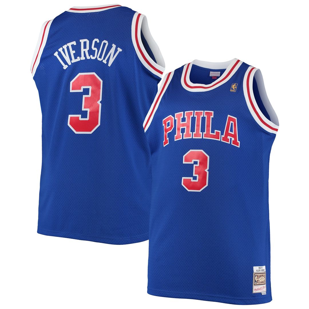 Allen Iverson Philadelphia 76ers Mitchell & Ness 1996/97 Big & Tall Hardwood Classics Swingman Jersey - Royal Official NBA Team Apparel Basketball Fan