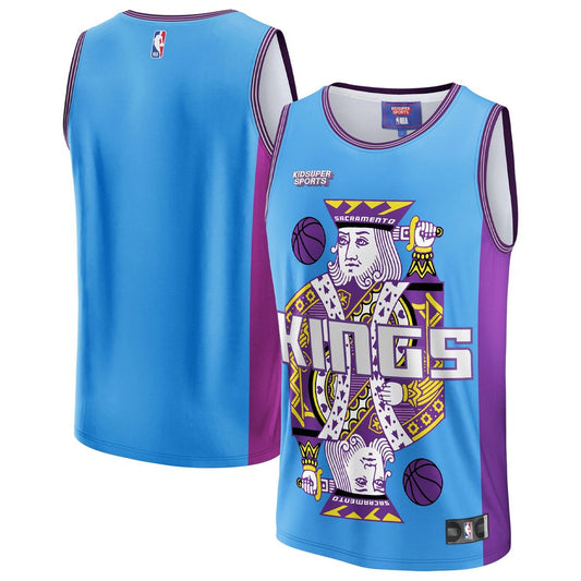 Sacramento Kings NBA & KidSuper Studios by Fanatics Unisex Hometown Jersey - Blue Official NBA Team Apparel Basketball Fan Gear