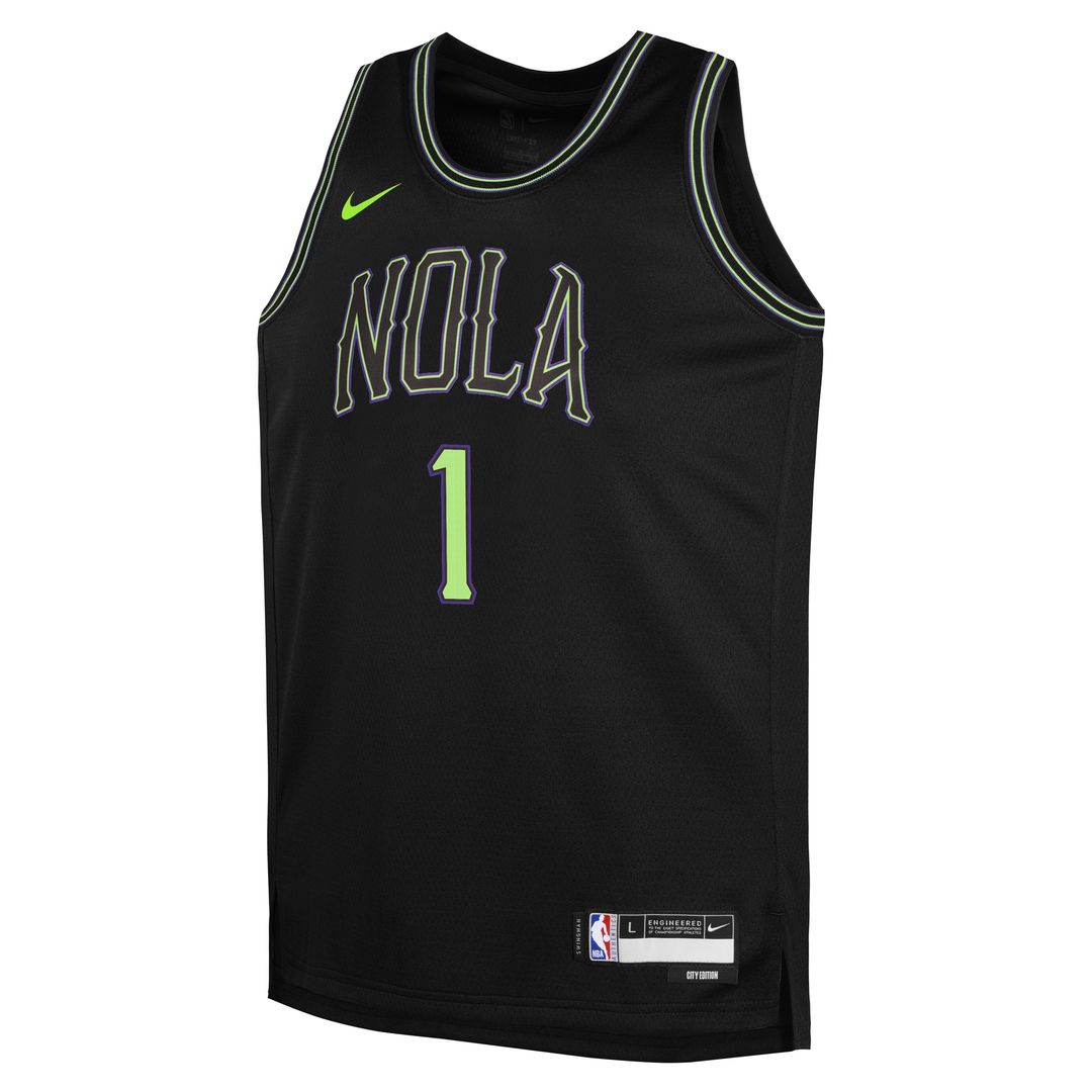 Zion Williamson New Orleans Pelicans Nike Youth 2025/26 City Edition Swingman Jersey - Black Official NBA Team Apparel Basketball Fan Gear