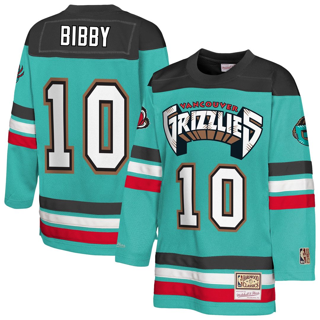 Mike Bibby Memphis Grizzlies Mitchell & Ness Youth Maxxed Out 2.0 Fashion Hockey Jersey - Turquoise Official NBA Team Apparel Basketball Fan Gear