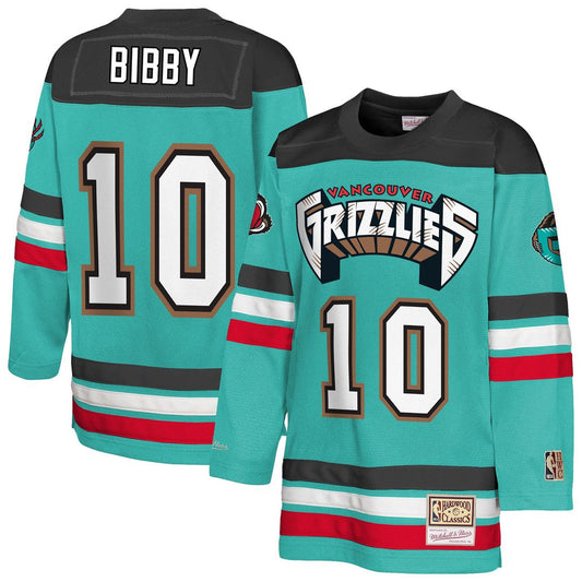 Mike Bibby Memphis Grizzlies Mitchell & Ness Youth Maxxed Out 2.0 Fashion Hockey Jersey - Turquoise Official NBA Team Apparel Basketball Fan Gear