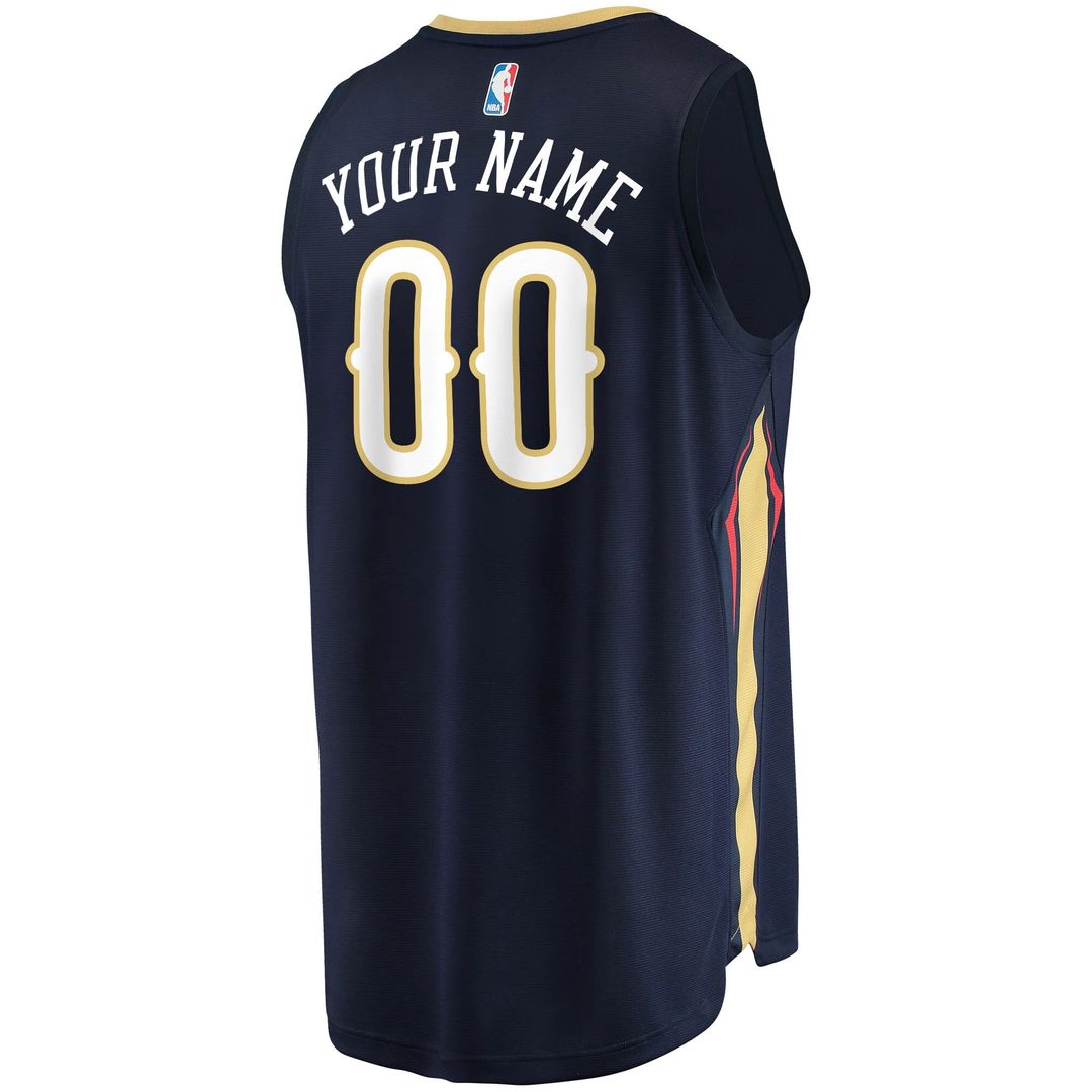 New Orleans Pelicans Fanatics Fast Break Custom Replica Jersey Navy - Icon Edition Official NBA Team Apparel Basketball Fan Gear