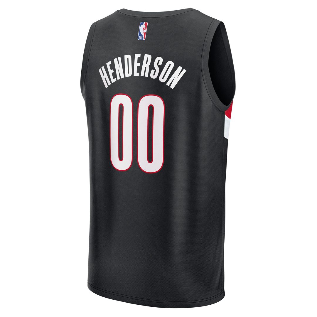 Scoot Henderson Portland Trail Blazers Fanatics Fast Break Replica Jersey - Icon Edition - Black Official NBA Team Apparel Basketball Fan Gear
