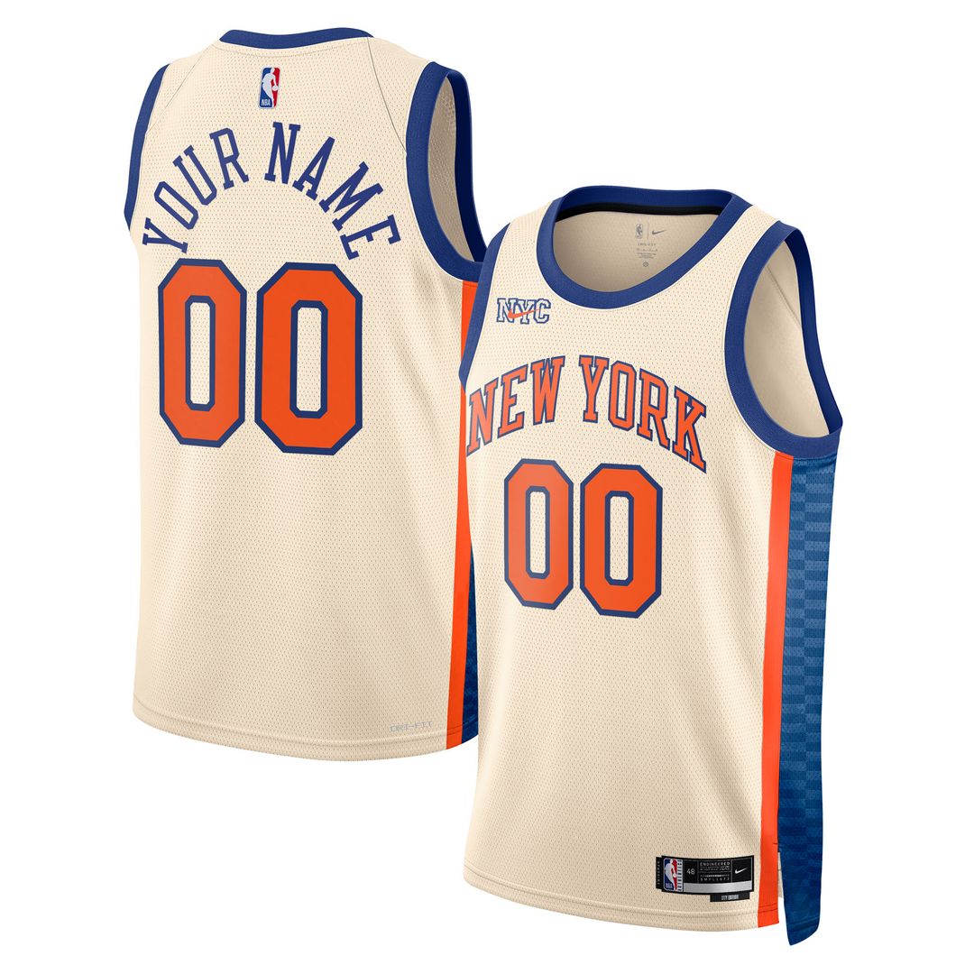 New York Knicks Nike Unisex 2025/26 City Edition Swingman Custom Jersey - Cream Official NBA Team Apparel Basketball Fan Gear