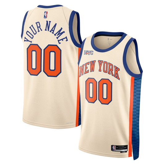 New York Knicks Nike Unisex 2025/26 City Edition Swingman Custom Jersey - Cream Official NBA Team Apparel Basketball Fan Gear