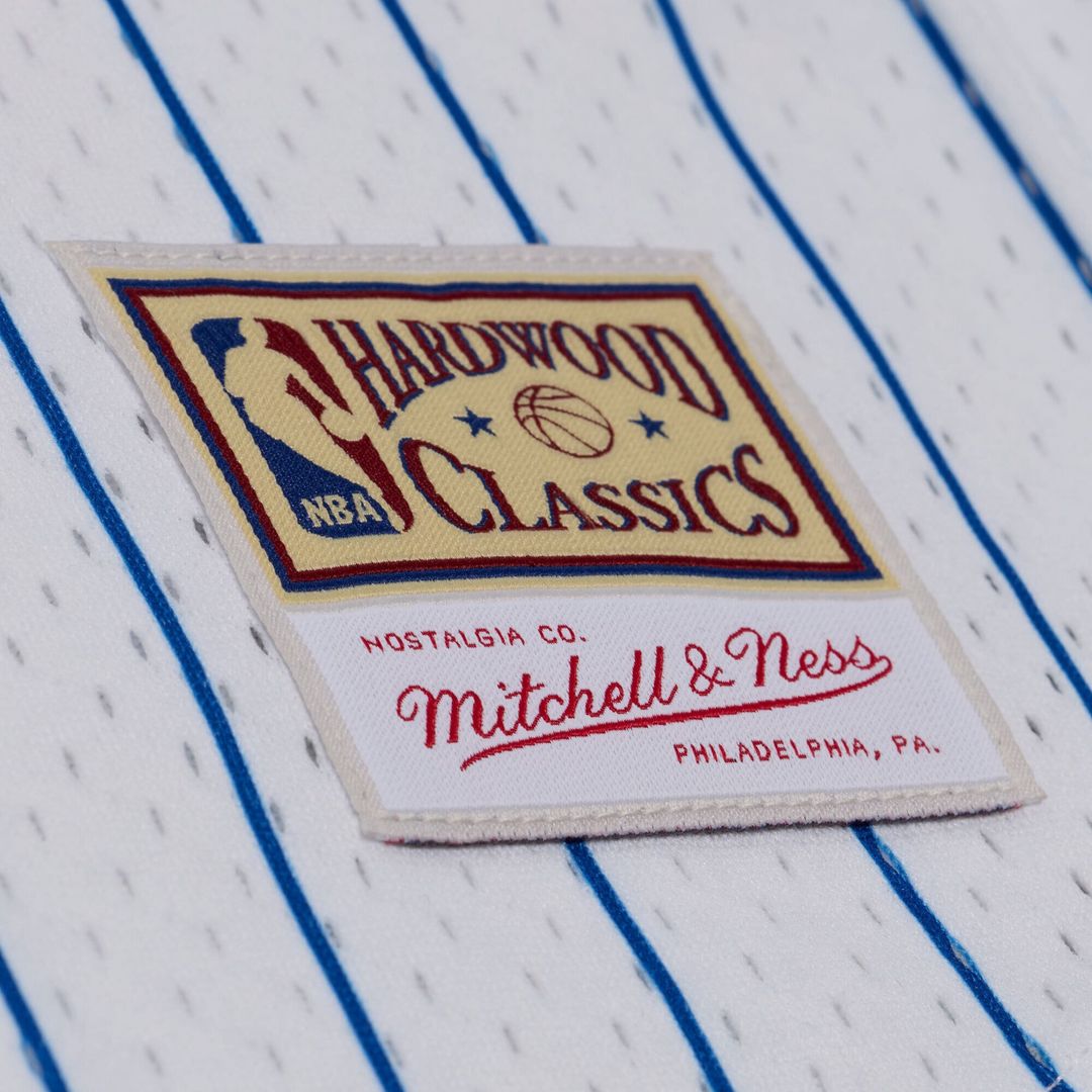 Detroit Pistons Mitchell & Ness Head Coach Pinstripe Mesh Full-Button Baseball Jersey - White Official NBA Team Apparel Basketball Fan Gear