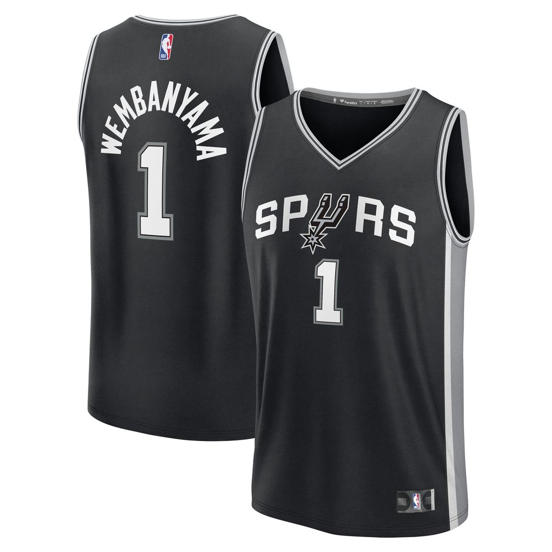 Victor Wembanyama San Antonio Spurs Fanatics Fast Break Replica Player Jersey - Icon Edition - Black Official NBA Team Apparel Basketball Fan Gear