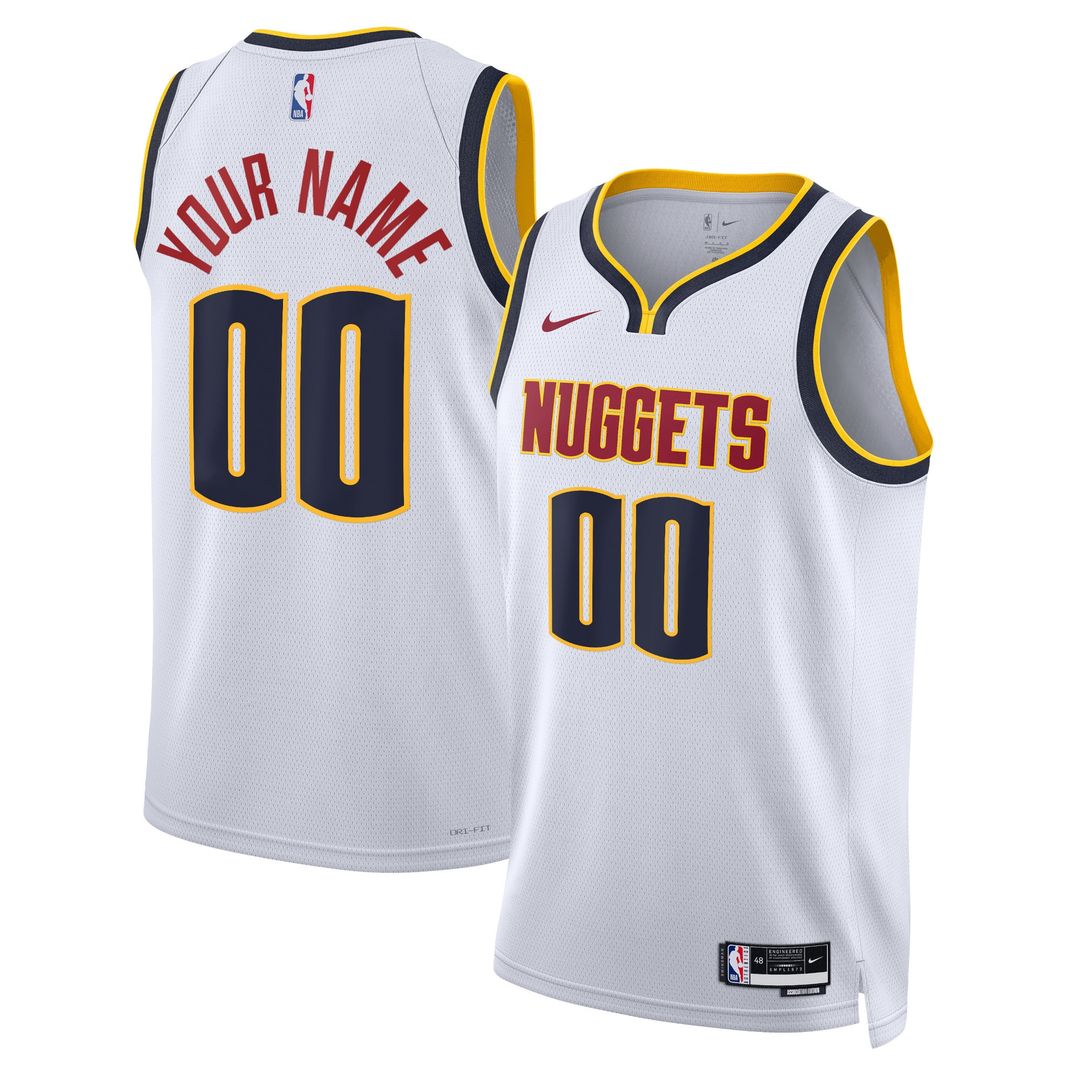 Denver Nuggets Nike Unisex Swingman Custom Jersey White - Association Edition Official NBA Team Apparel Basketball Fan Gear