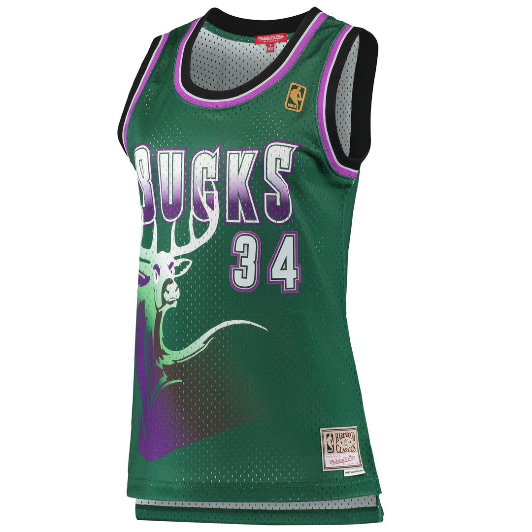Ray Allen Milwaukee Bucks Mitchell & Ness Women's 1996/97 Hardwood Classics Swingman Jersey - Green Official NBA Team Apparel Basketball Fan Gear