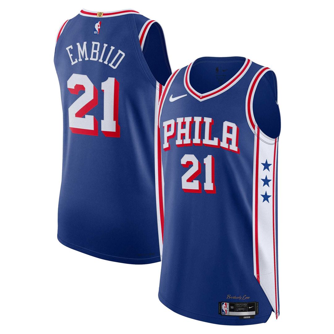 Joel Embiid Philadelphia 76ers Nike Authentic Jersey - Icon Edition - Royal Official NBA Team Apparel Basketball Fan Gear