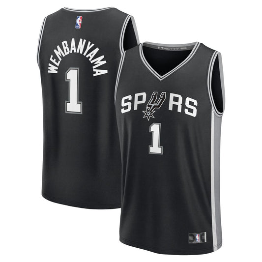Victor Wembanyama San Antonio Spurs Fanatics Fast Break Replica Player Jersey - Icon Edition - Black Official NBA Team Apparel Basketball Fan Gear