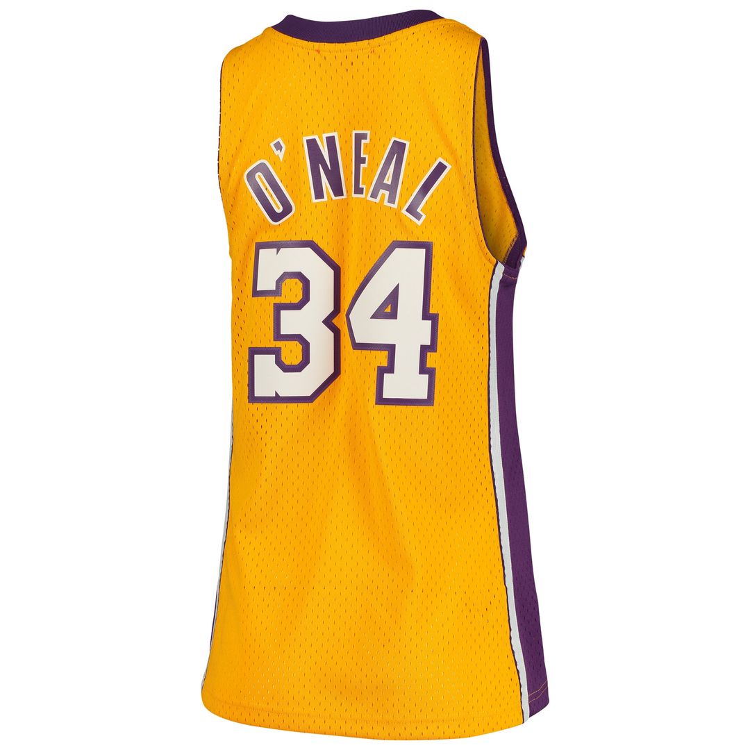 Shaquille O'Neal Los Angeles Lakers Mitchell & Ness Women's 1999/00 Hardwood Classics Swingman Jersey - Gold Official NBA Team Apparel Basketball Fan