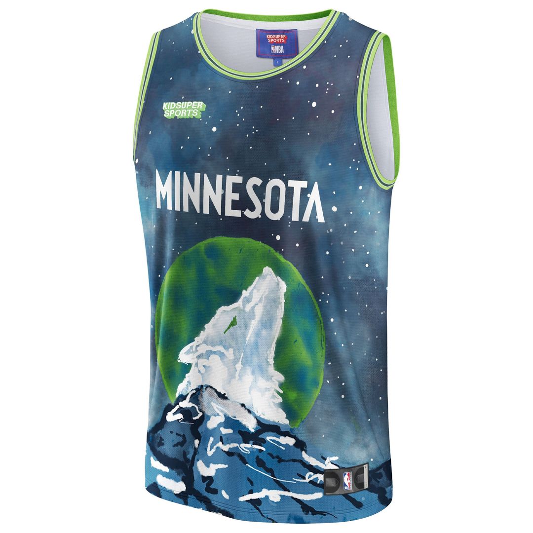 Minnesota Timberwolves NBA & KidSuper Studios by Fanatics Unisex Hometown Jersey - Blue Official NBA Team Apparel Basketball Fan Gear