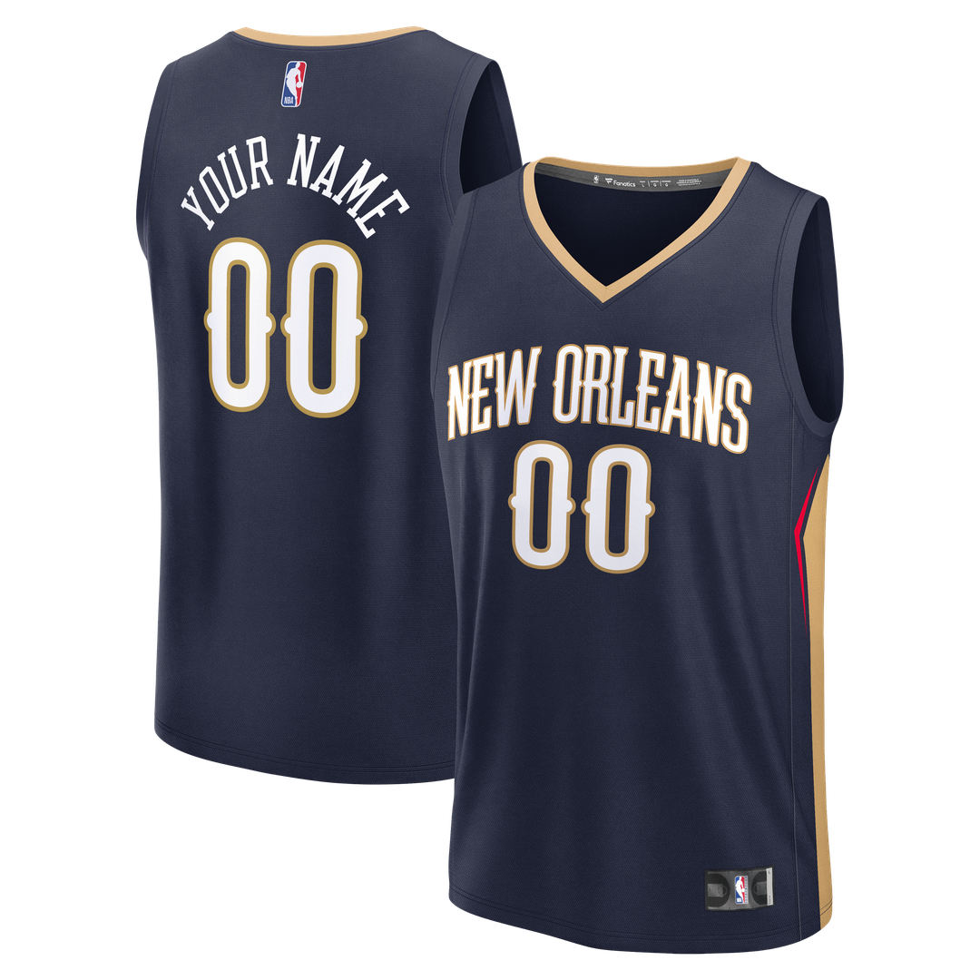 New Orleans Pelicans Fanatics Fast Break Custom Jersey - Icon Edition - Navy Official NBA Team Apparel Basketball Fan Gear