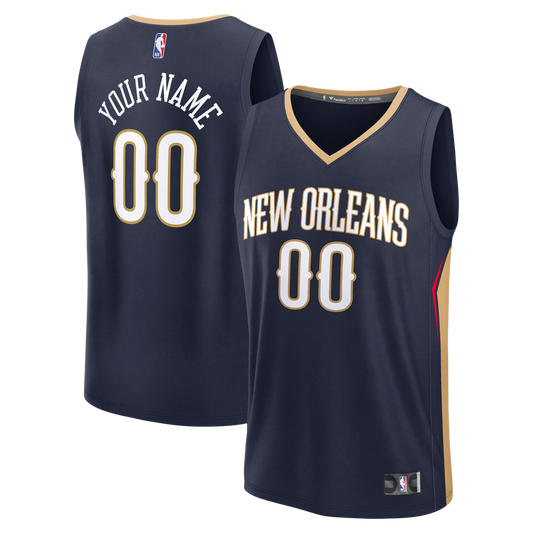 New Orleans Pelicans Fanatics Fast Break Custom Jersey - Icon Edition - Navy Official NBA Team Apparel Basketball Fan Gear