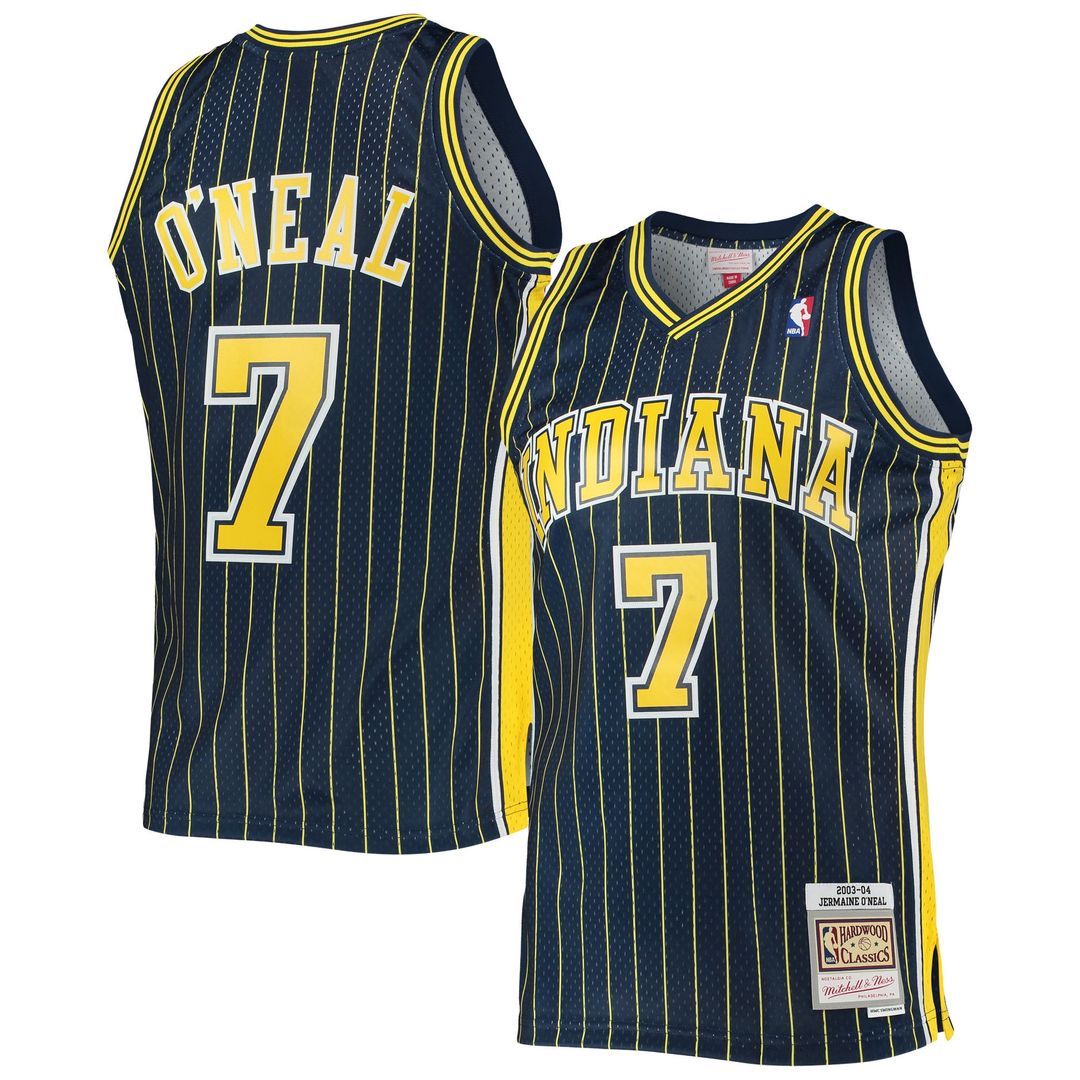 Jermaine O'Neal Indiana Pacers Mitchell & Ness 2003/04 Hardwood Classics Swingman Jersey - Navy Official NBA Team Apparel Basketball Fan Gear