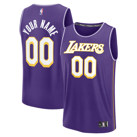 Los Angeles Lakers Fanatics Youth Fast Break Custom Jersey - Statement Edition - Purple Official NBA Team Apparel Basketball Fan Gear