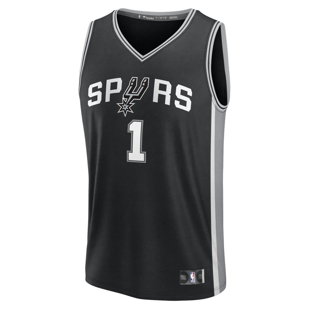 Victor Wembanyama San Antonio Spurs Fanatics Youth 2026 NBA Finals Patch Fast Break Replica Jersey - Black - Icon Edition Official NBA Team Apparel Ba