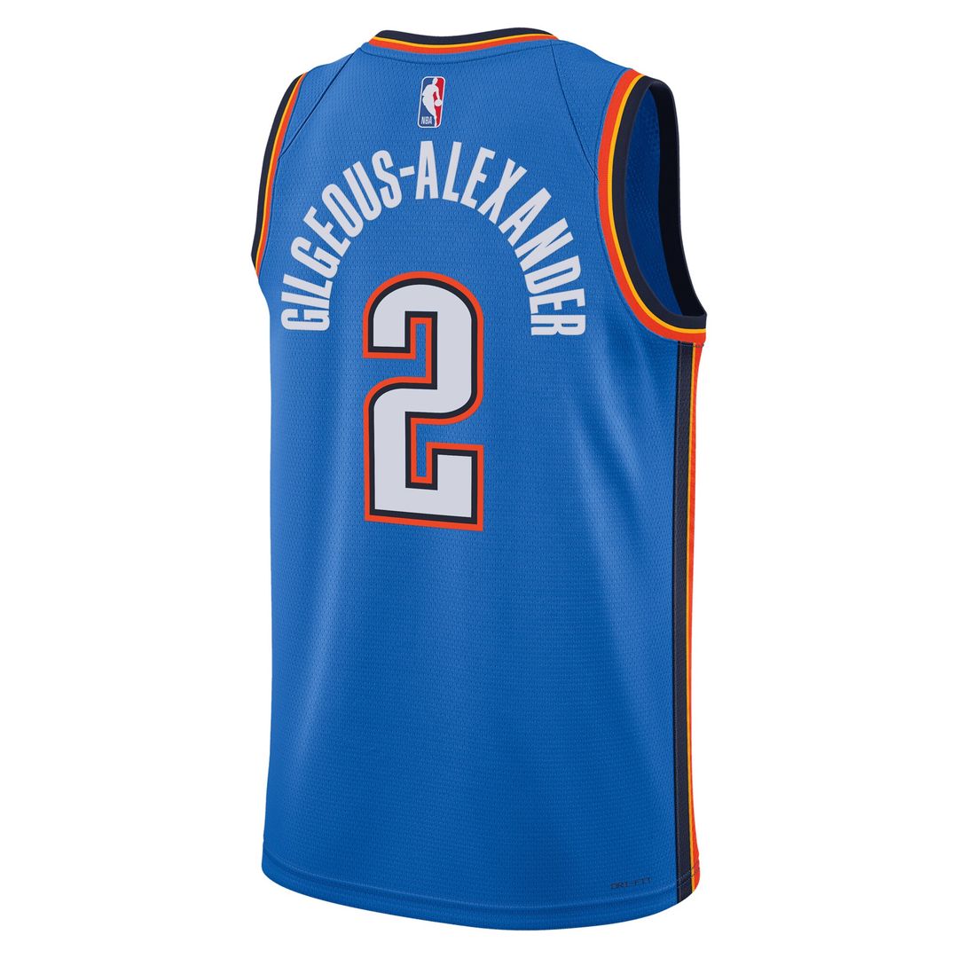 Shai Gilgeous-Alexander Oklahoma City Thunder Nike Unisex Badge Swingman Replica Jersey - Icon Edition - Blue Official NBA Team Apparel Basketball Fan