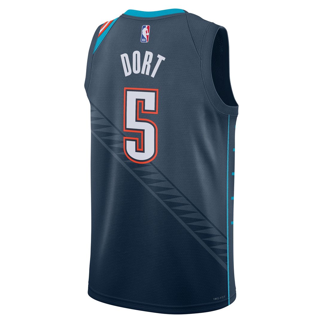 Luguentz Dort Oklahoma City Thunder Nike Unisex 2025/26 Swingman Jersey - Navy - City Edition Official NBA Team Apparel Basketball Fan Gear