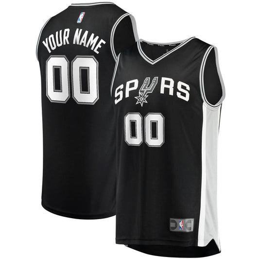 San Antonio Spurs Fanatics Youth Fast Break Custom Replica Jersey Black - Icon Edition Official NBA Team Apparel Basketball Fan Gear