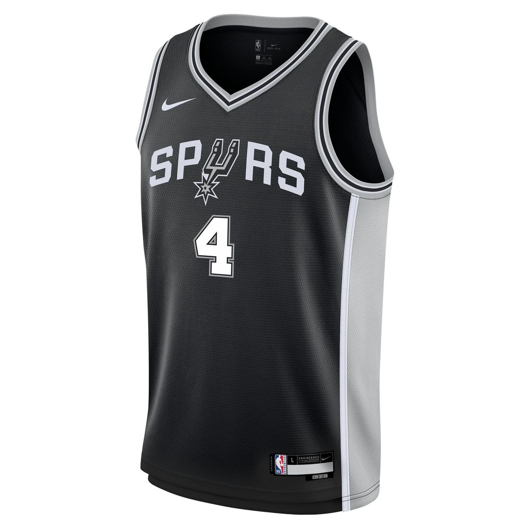 De'Aaron Fox San Antonio Spurs Nike Youth Swingman Jersey - Icon Edition - Black Official NBA Team Apparel Basketball Fan Gear