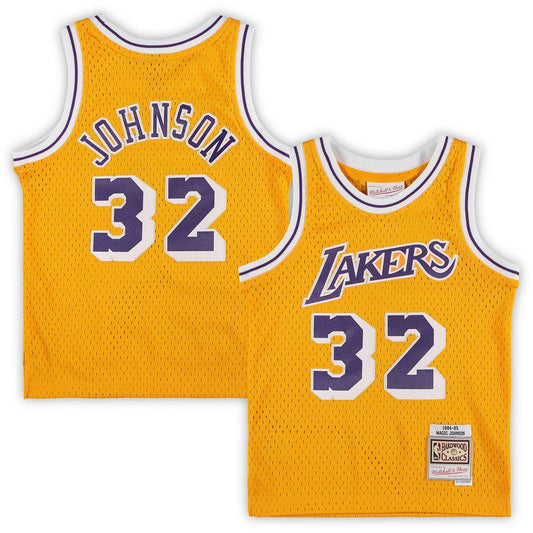 Magic Johnson Los Angeles Lakers Mitchell & Ness Preschool 1984-1985 Hardwood Classics Throwback Team Jersey - Gold Official NBA Team Apparel Basketba