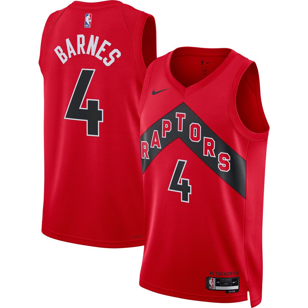 Scottie Barnes Toronto Raptors Nike Unisex Swingman Jersey - Icon Edition - Red Official NBA Team Apparel Basketball Fan Gear