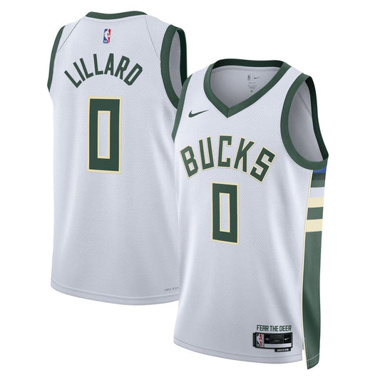 Damian Lillard Milwaukee Bucks Nike Unisex Fear The Deer Swingman Player Jersey - Association Edition - White Official NBA Team Apparel Basketball Fan