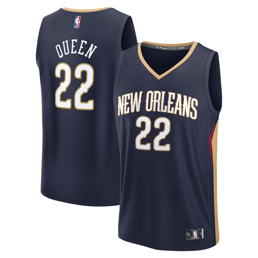 Derik Queen New Orleans Pelicans Fanatics Fast Break Replica Jersey - Icon Edition - Navy Official NBA Team Apparel Basketball Fan Gear