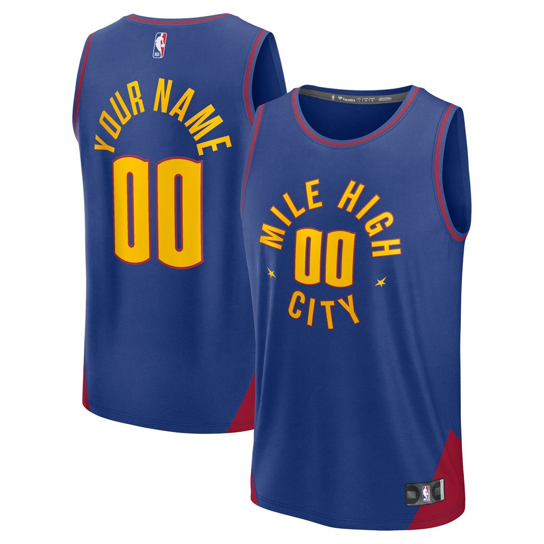 Denver Nuggets Fanatics Youth Fast Break Custom Replica Jersey - Blue - Statement Edition Official NBA Team Apparel Basketball Fan Gear