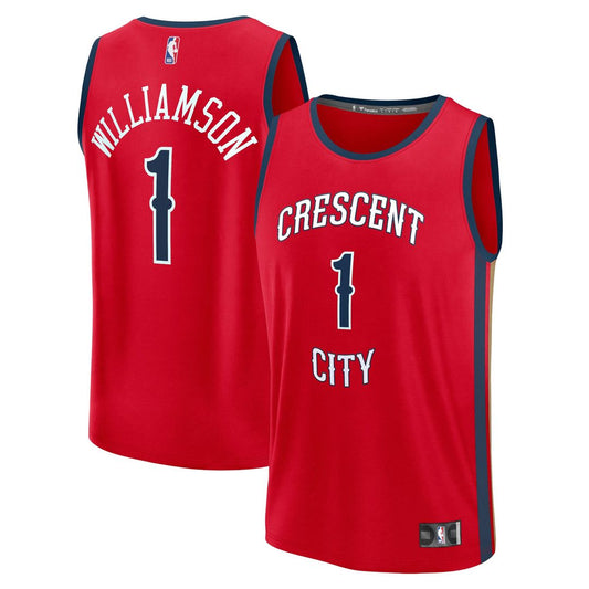 Zion Williamson New Orleans Pelicans Fanatics Fast Break Replica Jersey - Statement Edition - Red Official NBA Team Apparel Basketball Fan Gear