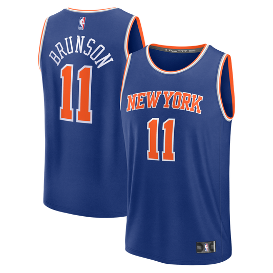 Jalen Brunson New York Knicks Fanatics Youth Fast Break Replica Player Jersey - Icon Edition - Blue Official NBA Team Apparel Basketball Fan Gear