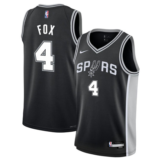 De'Aaron Fox San Antonio Spurs Nike Youth Swingman Jersey - Icon Edition - Black Official NBA Team Apparel Basketball Fan Gear