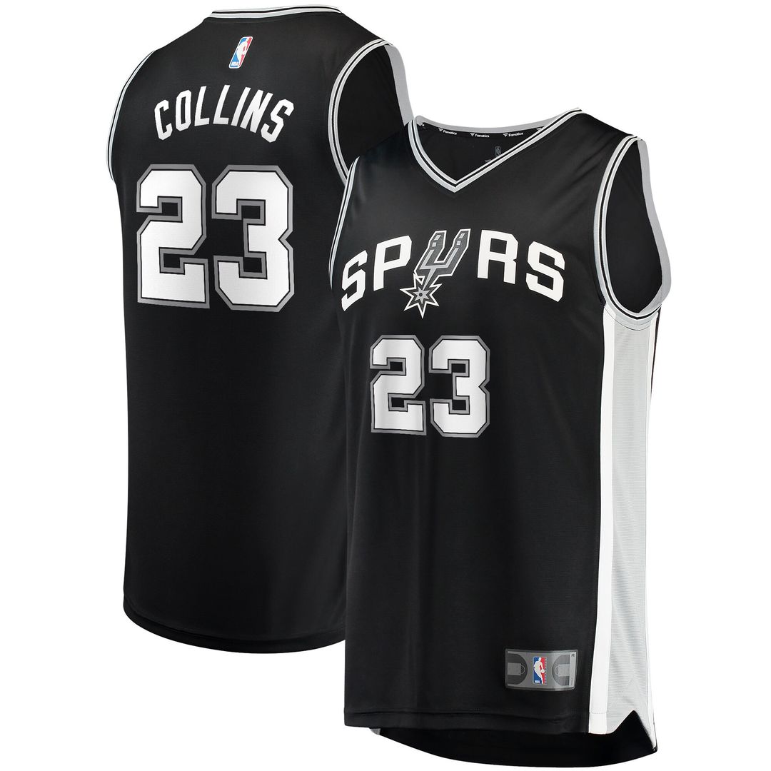 Zach Collins San Antonio Spurs Fanatics Fast Break Replica Jersey - Icon Edition - Black Official NBA Team Apparel Basketball Fan Gear
