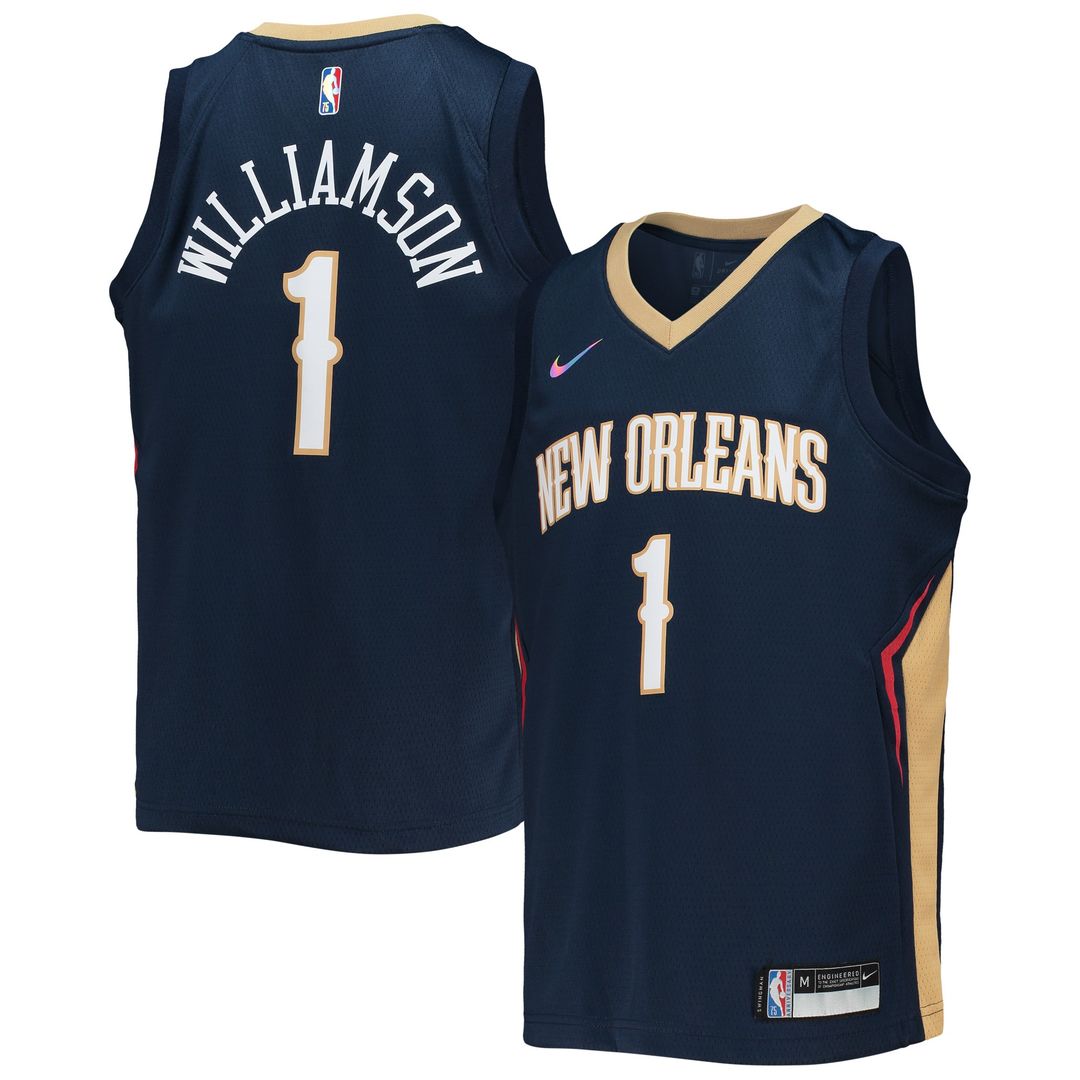 Zion Williamson New Orleans Pelicans Nike Youth 2021/22 Diamond Swingman Jersey - Icon Edition - Navy Official NBA Team Apparel Basketball Fan Gear
