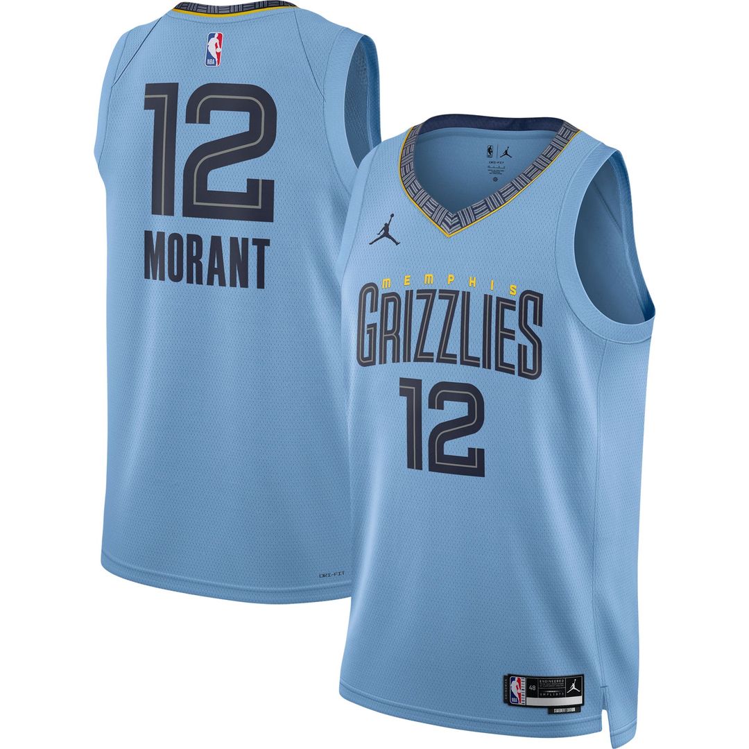 Ja Morant Memphis Grizzlies Jordan Brand Unisex Swingman Jersey - Statement Edition - Light Blue Official NBA Team Apparel Basketball Fan Gear