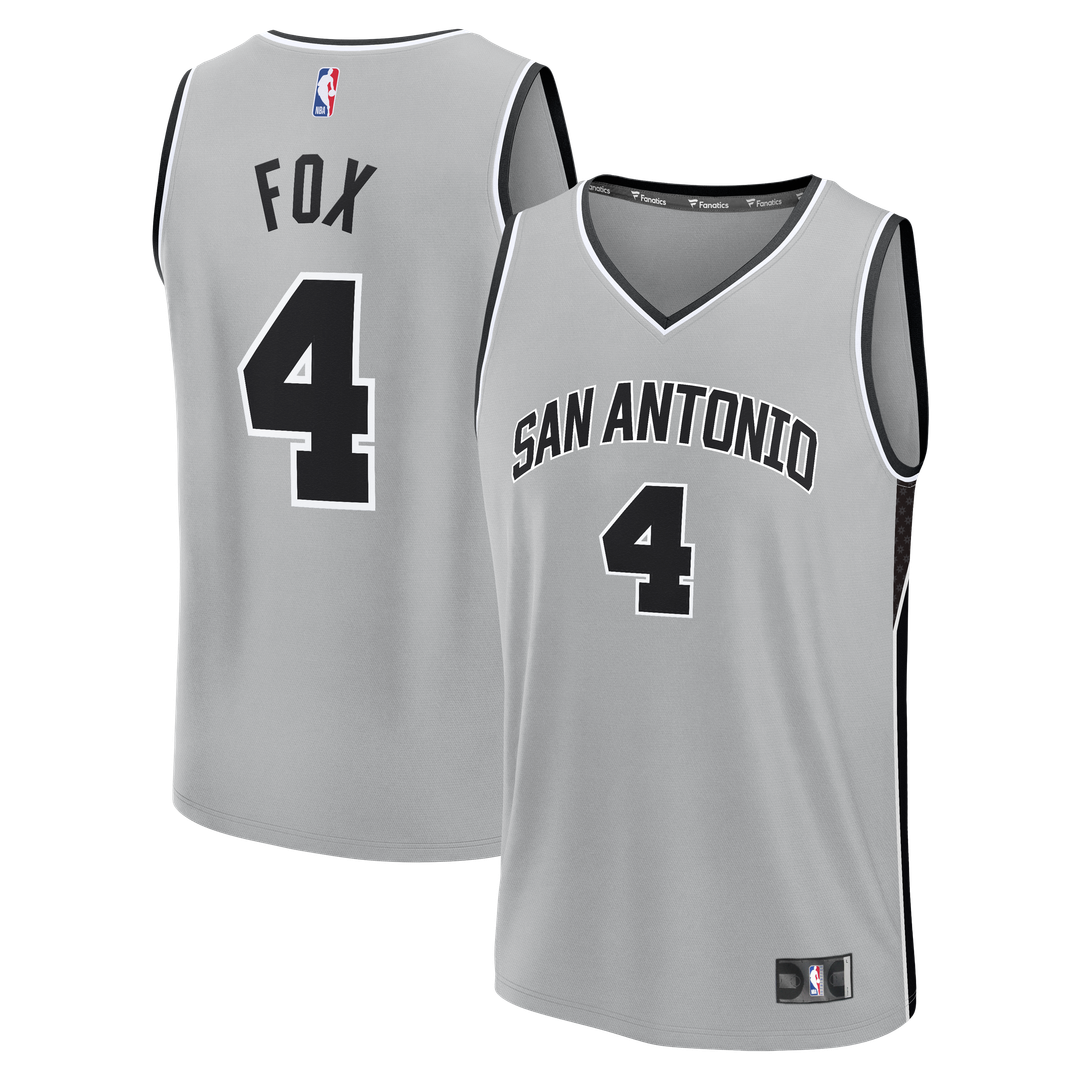 De'Aaron Fox San Antonio Spurs Fanatics Fast Break Jersey - Statement Edition - Silver Official NBA Team Apparel Basketball Fan Gear