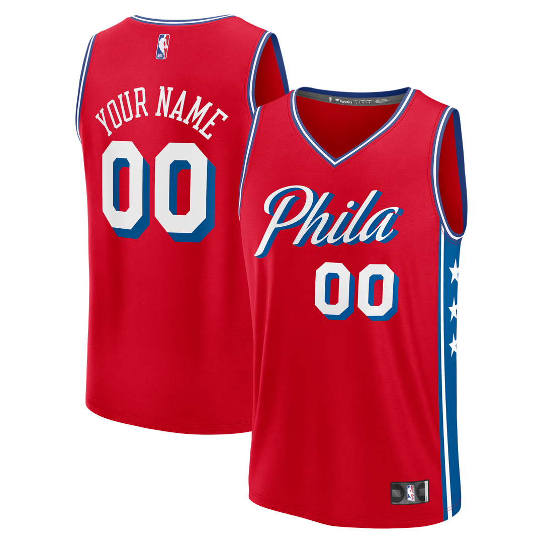 Philadelphia 76ers Fanatics Fast Break Custom Jersey - Icon Edition - Red Official NBA Team Apparel Basketball Fan Gear