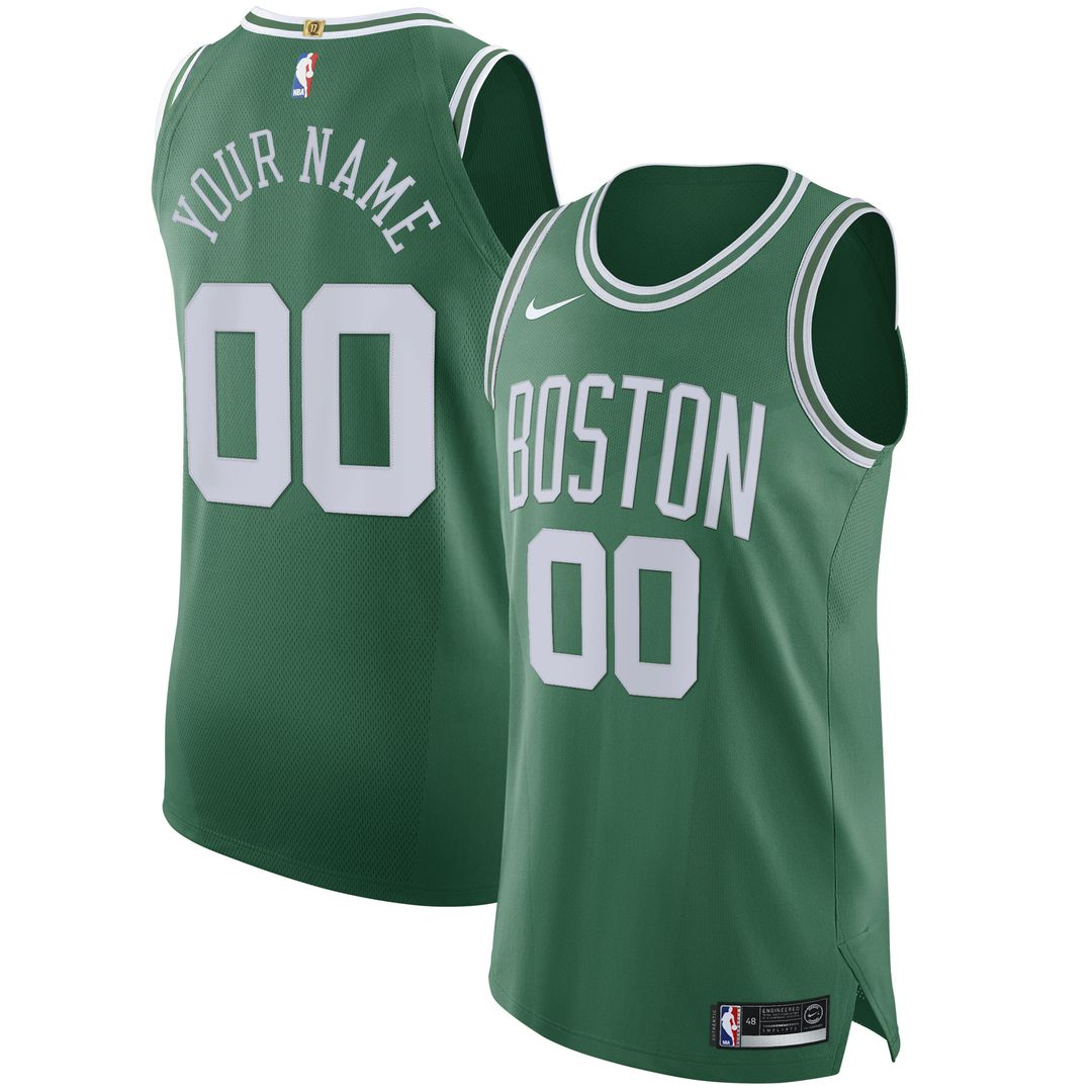 Boston Celtics Nike 2020/21 Authentic Custom Jersey Green - Icon Edition Official NBA Team Apparel Basketball Fan Gear