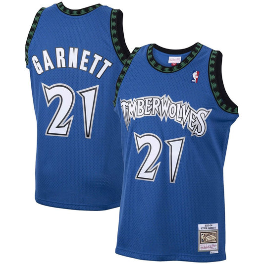 Kevin Garnett Minnesota Timberwolves Mitchell & Ness Big & Tall 2003/04 Hardwood Classics Swingman Jersey - Blue Official NBA Team Apparel Basketball